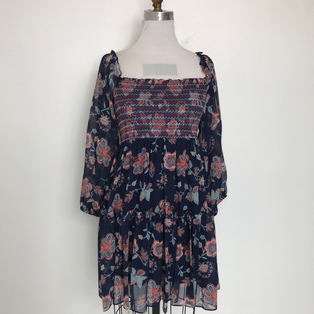 NWT!‎ SACHIN + BABI NEW LOLA Dress Botanical Mini Smocked Size X-Small